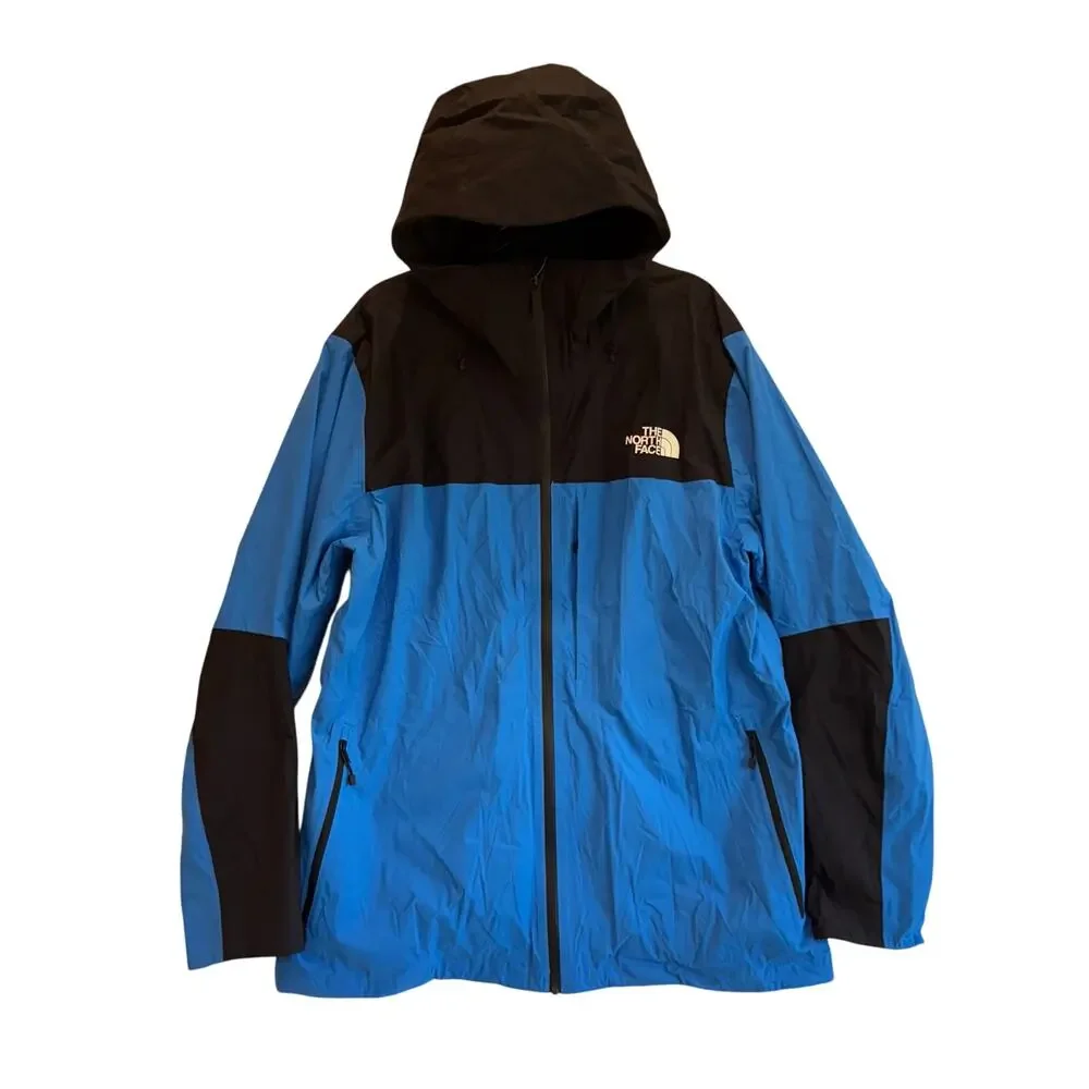The North Face Men’s Blue Black Waterproof Hooded Windbreaker Jacket XL